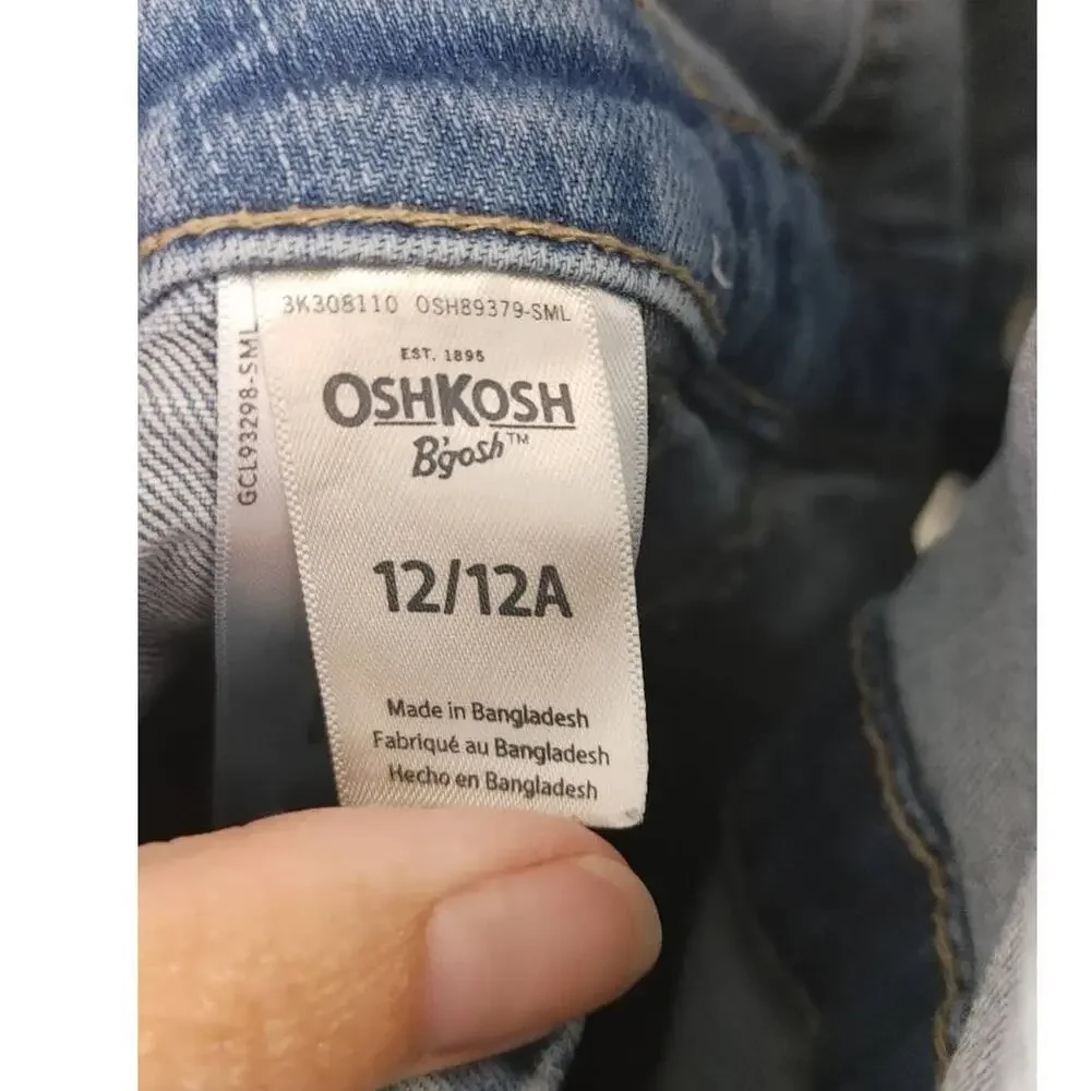 OshKosh Vestbak Girls Overalls Sz 12 12A Denim Jean